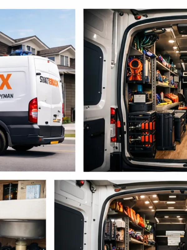 Van interior with organized tool storage